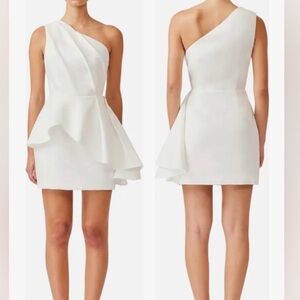 ELLIATT Gabi Asymmetric Peplum One shoulder white Minidress Size Small
